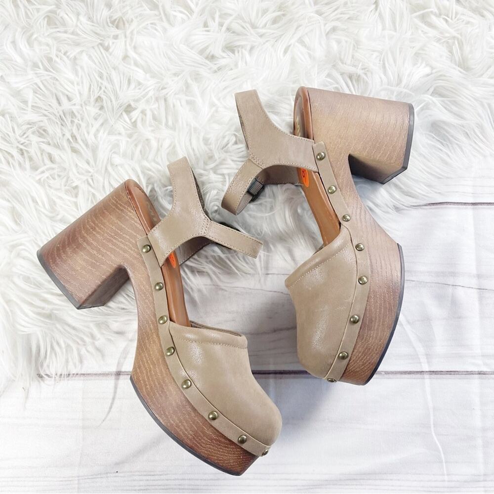 MIA Analie Women's Brown Studded Rounded Closed Toe Platform Clogs Size‎ 9.5 - Picture 4 of 8